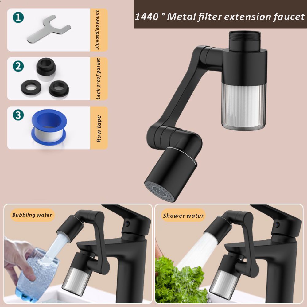 Commercial Kitchen Tap - Nowy czarny 1440 ° Obrotowy z